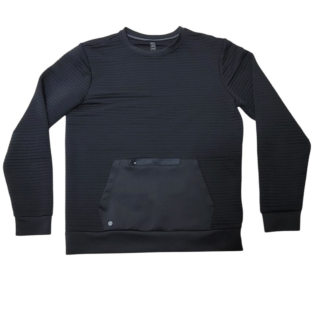 Apana Mens Black Pullover Sweatshirt with Kangaroo Pocket Casual Activewear SZ M